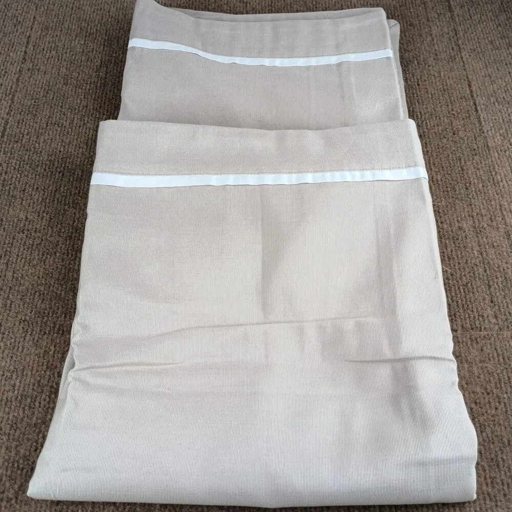 2 Restoration Hardware Italian Pillow Shams 28X20 100% Cotton Beige/White Border